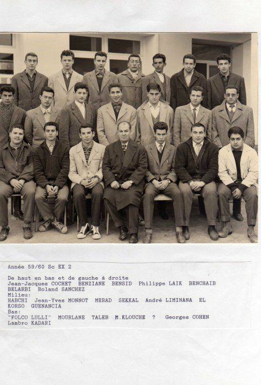 Classe des sciences expérimentales 1959-1960 Collège de Slane Tlemcen