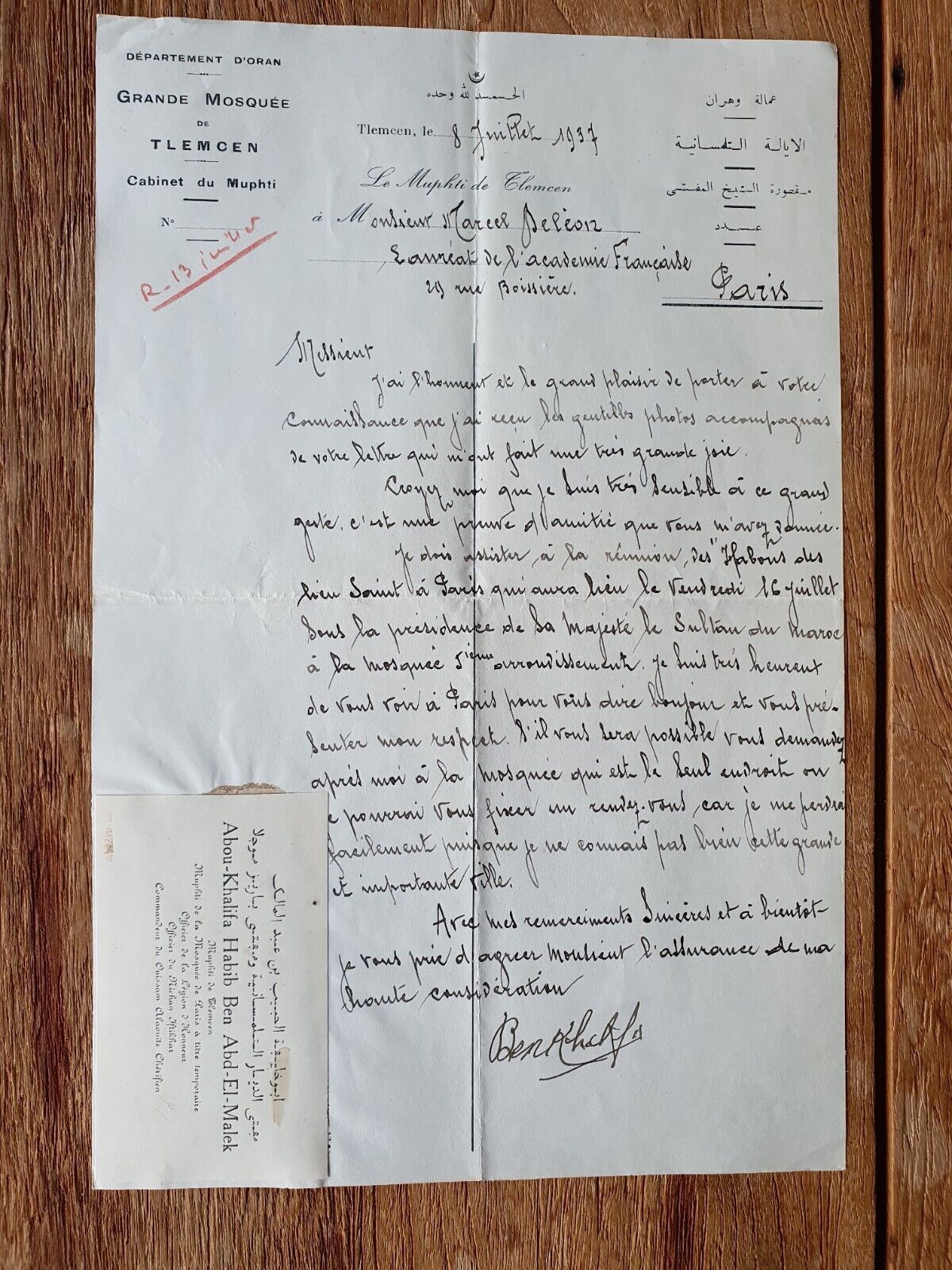 Muphti de Tlemcen, Abd El Malek, 1937, Algérie.