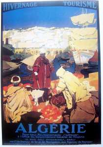 affiche sur le tourisme hivernal colonial sur l'algérie