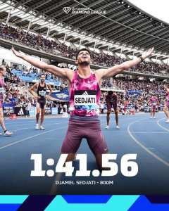 جمال سجاتي يحقق الرقم القياسي الوطني في سباق 800 متر