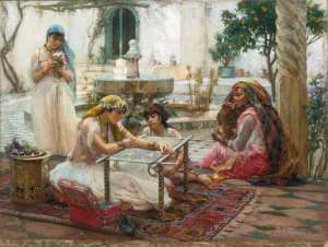 Broderie dans une villa de campagne, Alger, 1888.