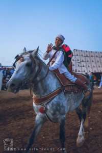 طفل فارس، متمتع بمظهر جميل، ملابس تقليدية، حصان مفروز، وعدة الڨور، ولاية تلمسان، أكتوبر 2016