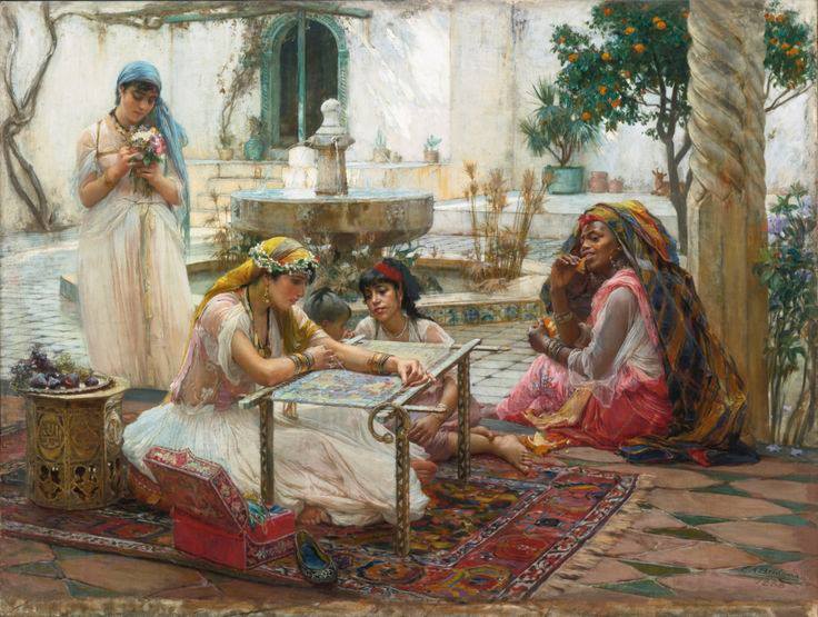 Broderie dans une villa de campagne, Alger, 1888.