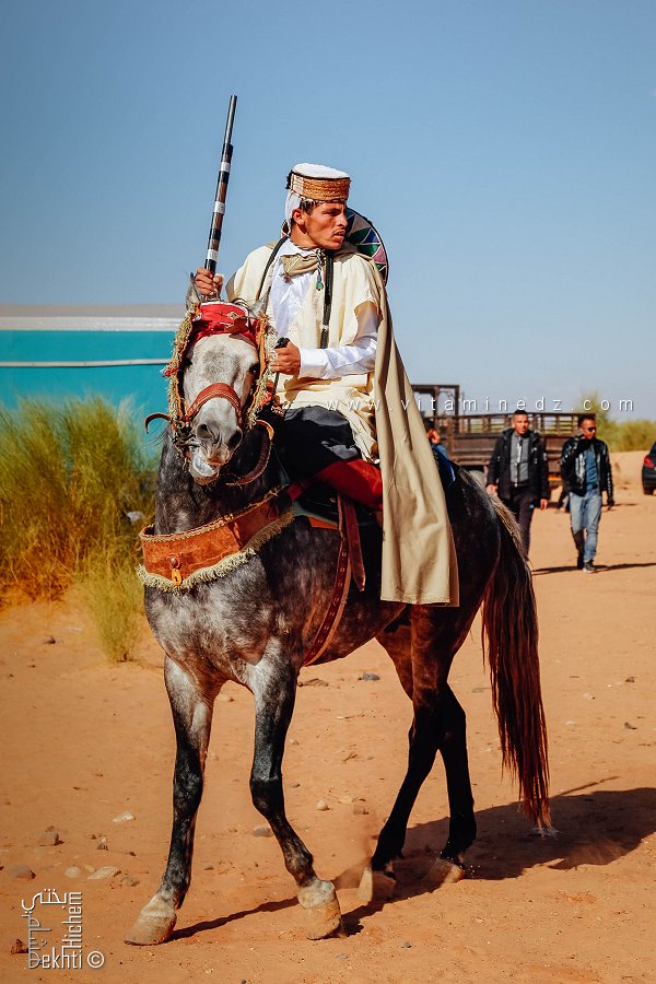 Cavalier en habits traditionnels : la majesté des traditions sahariennes