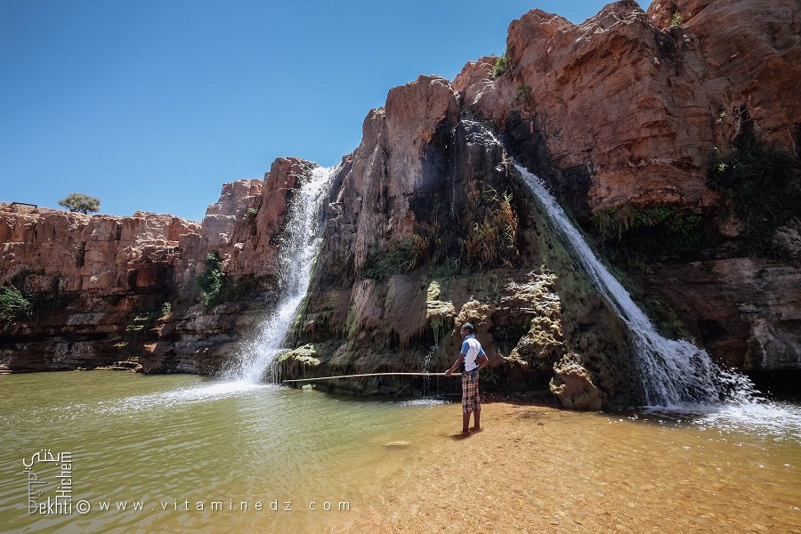 Pêcheur aux cascades de Hounet, Commune de Hounet, Wilaya de Saïda