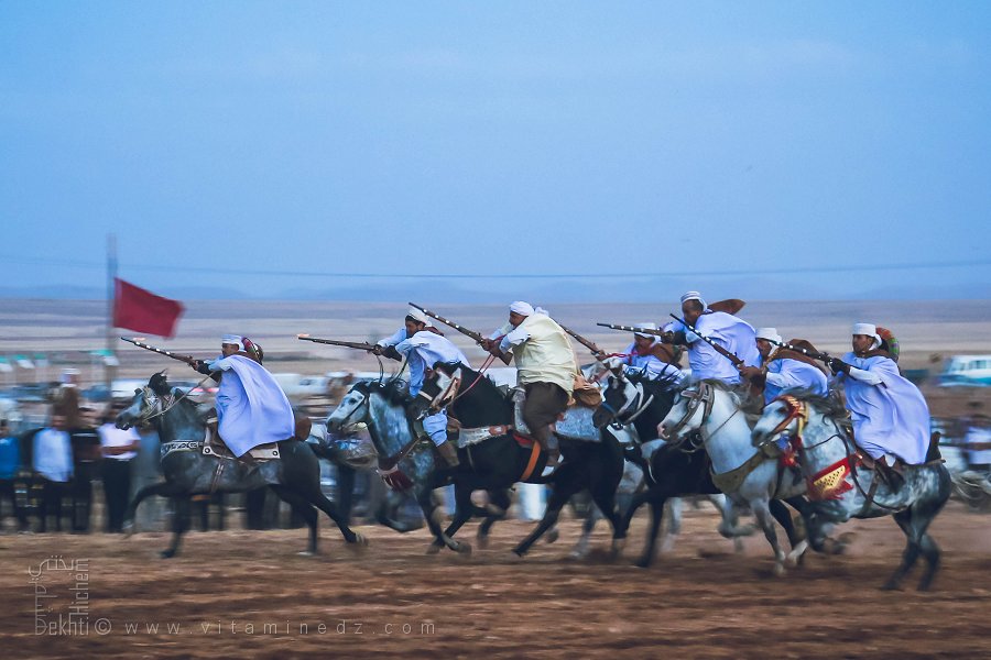 Fantasia, cavaliers à vive allure, Waada d'El Gor, Wilaya de Tlemcen, Octobre 2016