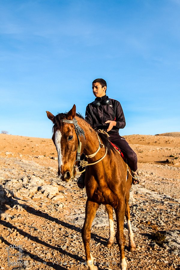 Un messager à cheval, envoyé par son père pour surveiller le Bordj Khneg Azir