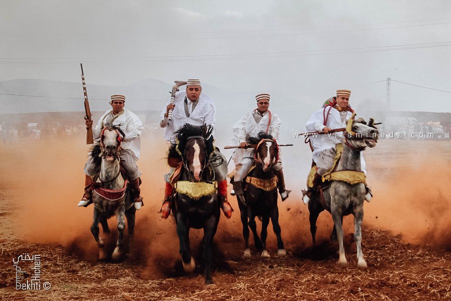 الفانتازيا: فرسان كأنهم رجل واحد يحتفلون بالوعدة بخيولهم وبنادقهم
