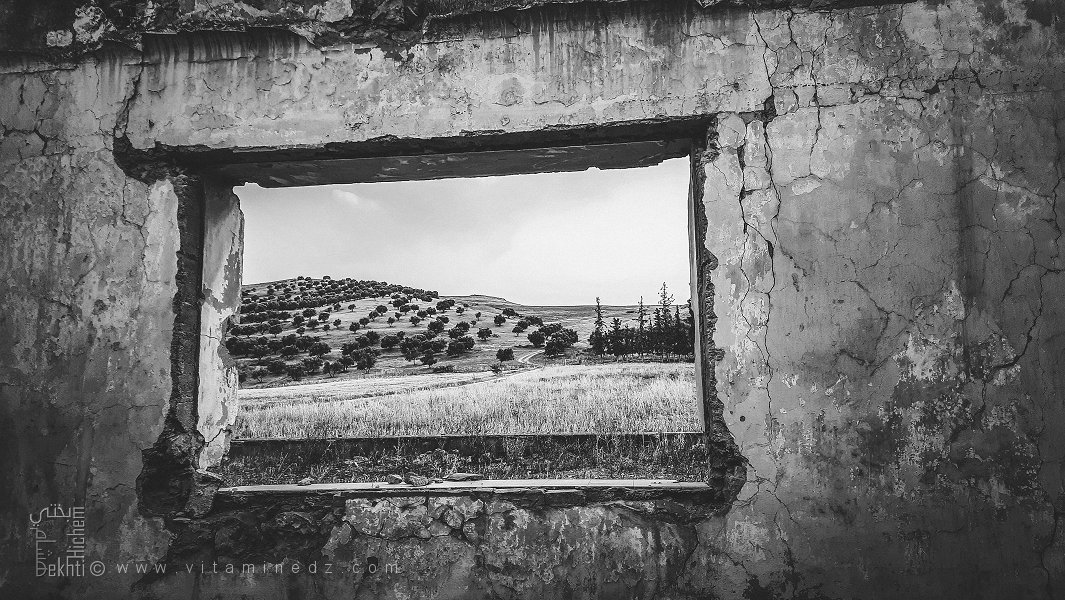 Fenêtre d’une ferme coloniale en ruine à Ain Zoudj Abid ou Baouzine – Commune de Sidi Abdelli, Wilaya de Tlemcen