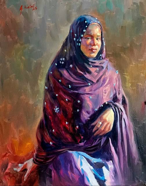 Fille algérienne en tenue traditionnelle sahraouie,