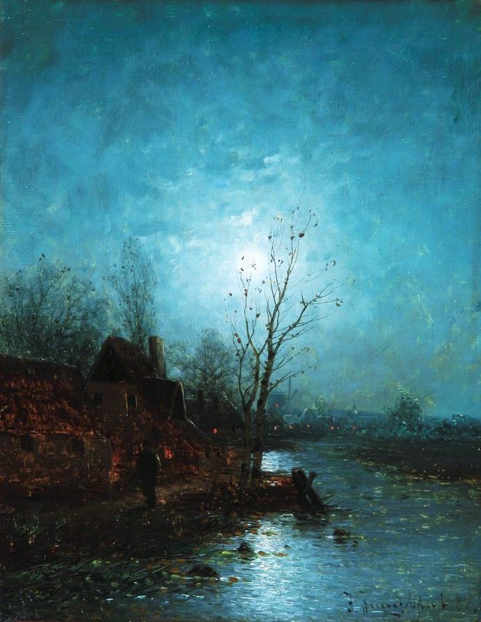 Moonlit nocturnal cityscape