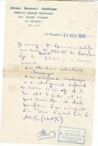 Certificat Médical de Hadj Eddine Boucif