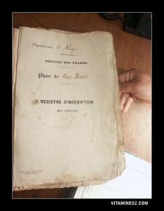 Registre du Phare du Cap Tenes dantant de 1865