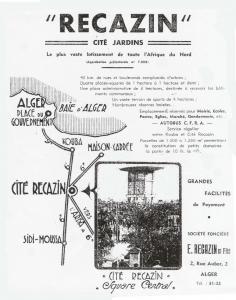 Fiche technique de l'implantation du plus vaste lotissement d'Afrique du nord en 1947