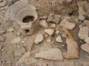 Remains of an an ancient olive press in Laamda, Ah Frah