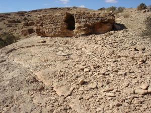 Remains of an an ancient olive press in Laamda, Ah Frah