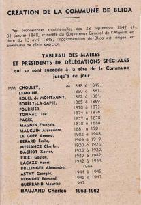 Creation de la commune de Blida