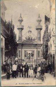 Carte ancienne blida  la rue d'alger vers la place ettoute