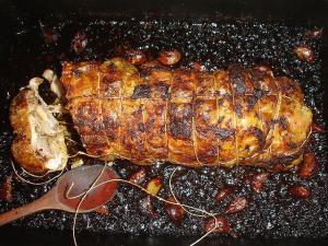 Poulet farci au sortir du four