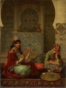 Le café, intérieur arabe à  Tlemcen  par Gaston Casimir Saint-Pierre (1833-1916)