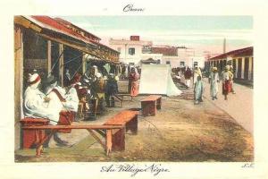 Oran - Le Village Nègre. Devant un café arabe