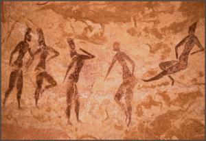 Jabbaren - Fresque des Danseuses - Peinture Rupestre - Néolithique (illizi)