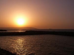 Coucher de soleil sur une plage de Tipaza