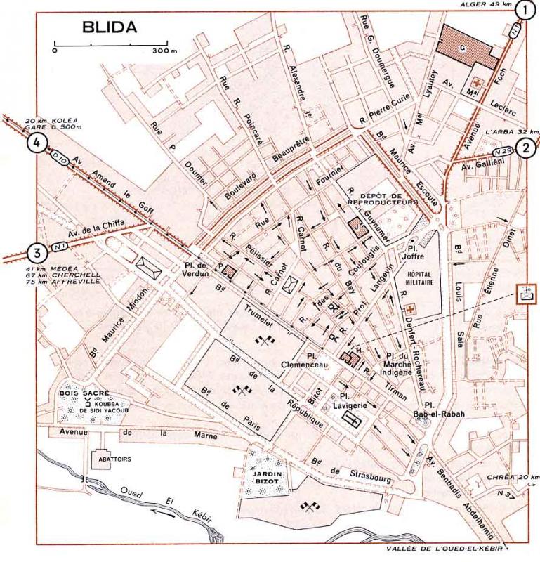 خريطة مدينة البليدة سنة 1956