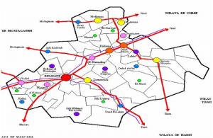 خريطة لبلديات غليزان