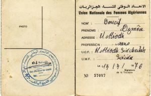 la carte militante u.n.f.a, en 1976 de hadja djemà boucif