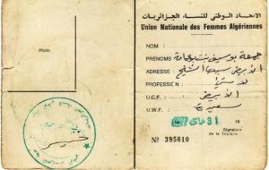 la carte militante u.n.f.a, en 1977 de hadja djemà boucif