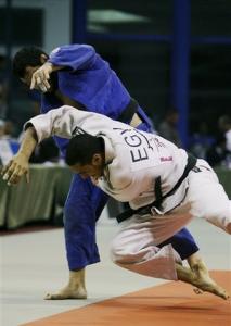 Hesham Mesbah, right, from Egypt wins against Elias Boyakoub