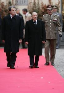 Italy's Prime Minister Romano Prodi (L) and Algeria's President
