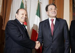Italy's Prime Minister Romano Prodi (R) and Algeria's President