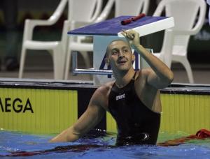 Nabil Kebbab of Algeria gestures after winning the men's