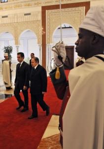 Algerian President Abdelaziz Bouteflika (2ndR) walks with his French