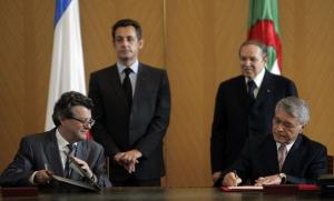Algeria's President Abdelaziz Bouteflika (Back R) and his French