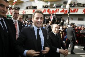 France's President Nicola Sarkozy (2nd R) and Algeria's President