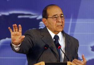 Algeria's Interior Minister Yazid Zerhouni speaks during a news
