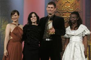 Finland's Tommy Kortela holds the golden star award for