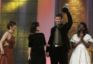 Finland's Tommy Kortela holds the golden star award for
