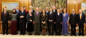 (First line L to R) Turkish Prime Minister Recep