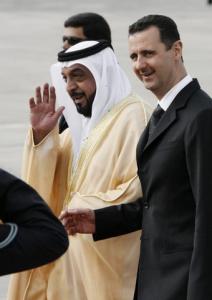 Syrian President Bashar al-Assad (R) receives United Arab Emirates's