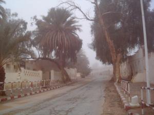 Brouillard sur la ville de Béni-Abbes.