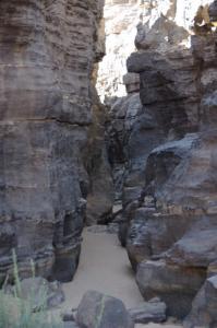 Progression en direction de la Guelta, dans le Cañon de l'Oued Hartes