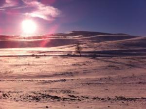 Coucher du Soleil sur les montagnes enneigées de Sétif