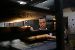 A Sahrawi man works in a bakery at Dakhla's