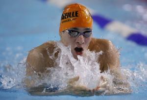 Algeria's Mehdi Hamama swims in the men 200 metres