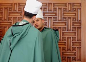 Members of Algerian Presidential guard chat during the official