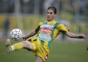 Yacine Amaouche of Algeria's JS Kabylie controls the ball